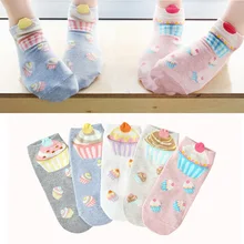 5 пар/лот рождественские носки Для женщин розовые милые носки с высокой пяткой Для женщин s японский веселое Harajuku с рисунком торта зима-осень Calcetines 20