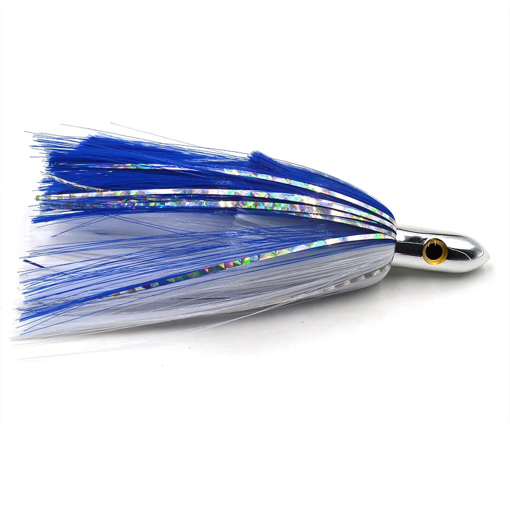 5 pcs nylon Hair Skirt Bait Head Bait Jig Sea Trolling Lures Big Game