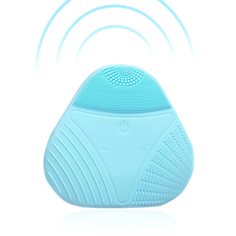 blue Силиконовая щетка для очищения лица, зарядка через usb, вибрация, мини очиститель для лица, Глубокая Чистка Пор, водонепроницаемая, для мытья лица, для использования в ванной - Цвет: blue