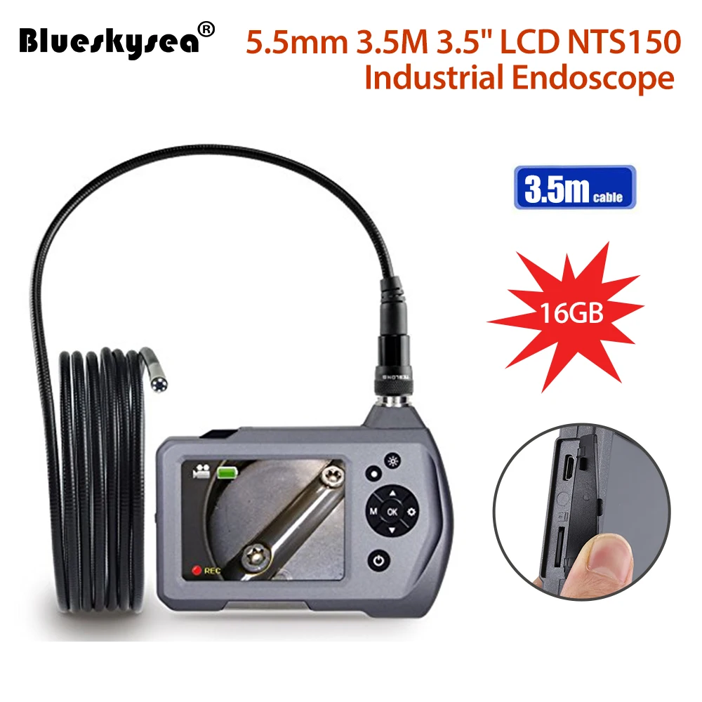 

5.5mm borescope Camera blueskysea NTS150 3.5" LCD Display Monitor Inspection Endoscope 6 LEDS Borescope 3.5mm Snake Screen Cam