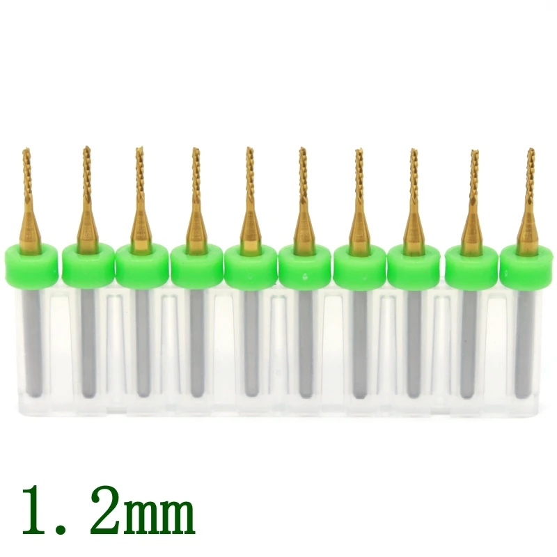 Titanium Coating PCB Milling Cutter 1.1mm  10pcs CNC Routing Tool, Tungsten Carbide Microcomputer Carving Metal Wood Milling Cutter 2