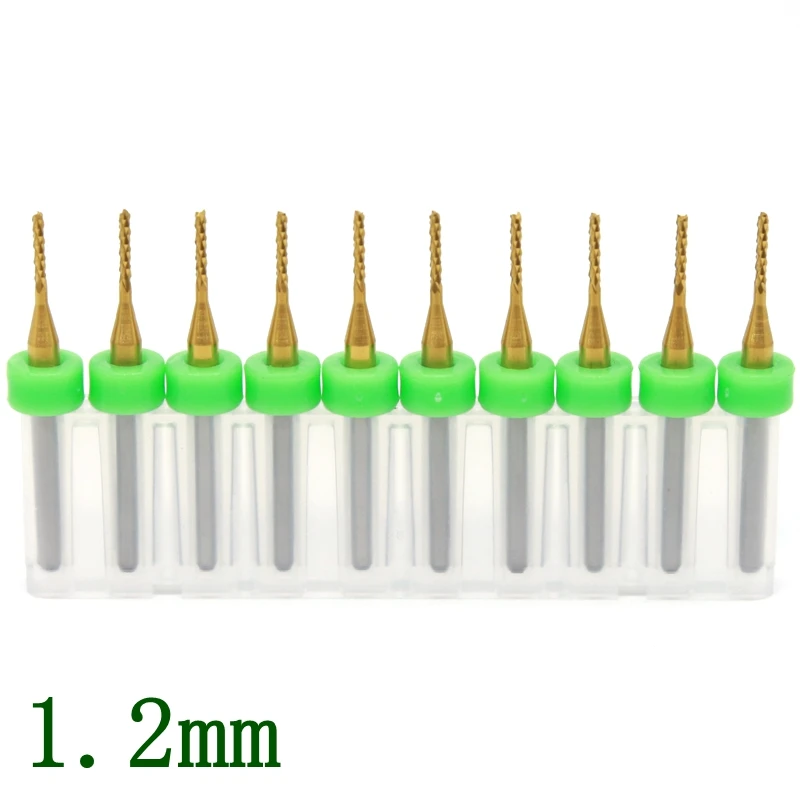 Titanium Coating PCB Milling Cutter 1.1mm  10pcs CNC Routing Tool, Tungsten Carbide Microcomputer Carving Metal Wood Milling Cutter 2.5mm