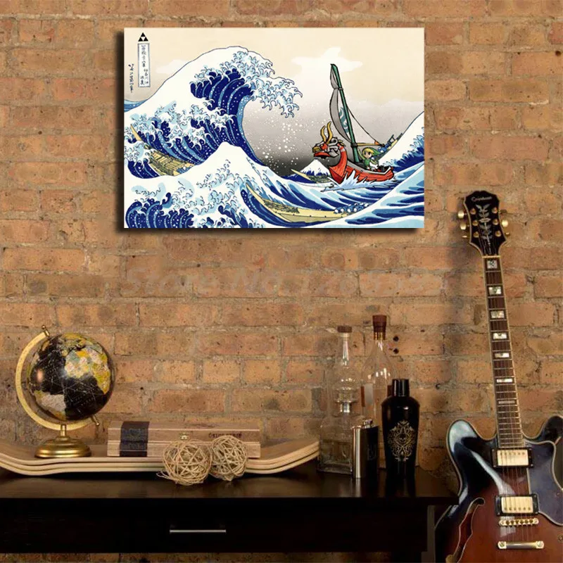 Легенда о Зельде Windwaker The Great Wave художественный холст постер картина маслом