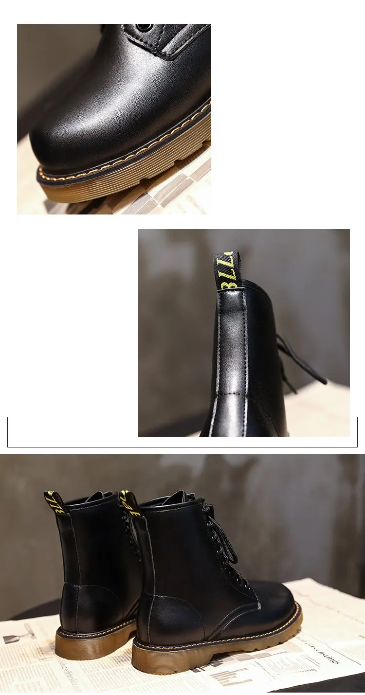 LZJ мотоботы для Для женщин на осень-зиму модные, с ремешком с пряжкой, с круглым увеличена в британском стиле ботинки на холодную погоду женская обувь