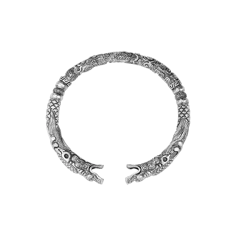 

2017 Retro Open Fenrir Dragon Viking Bracelets Bangles For Men Vintage Antique Silver Color Cuff Bangles Pulseras Jewelry