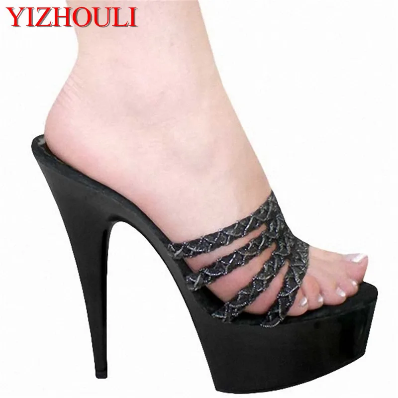 Paint 15 cm high shoes with hunan satellite uproot shayna performance of catwalk shows cool slippers