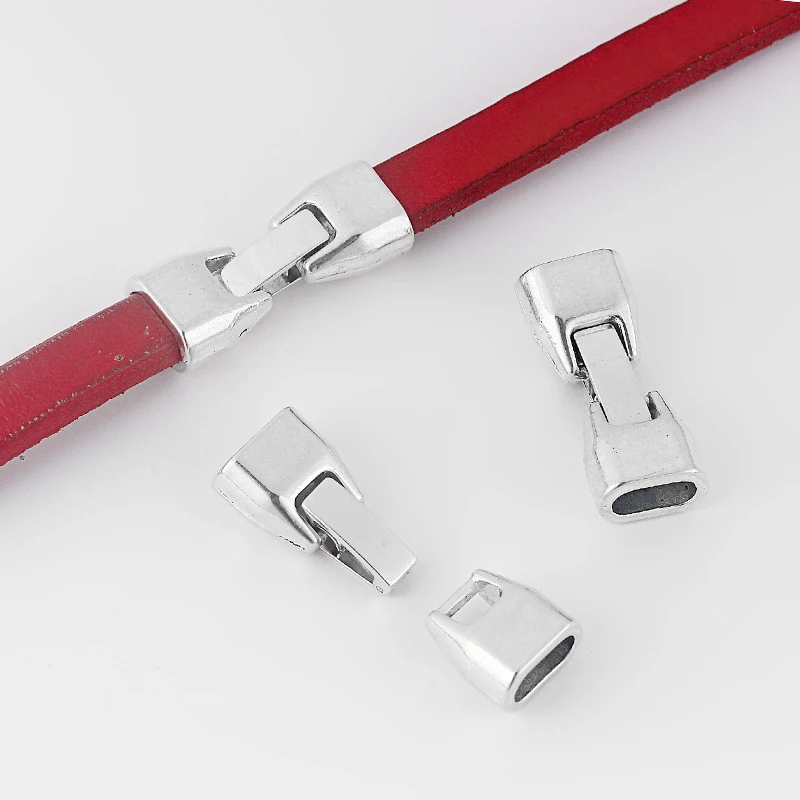 

3Sets Antique Silver Snap Clasp Hook For 5mm 10mm Flat Leather Cord DIY Jewelry Findings