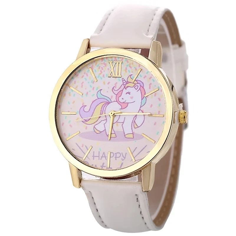 Fashion hot sale men's and women's children's watches unicorn leather with quartz watches kids watch afbeelding