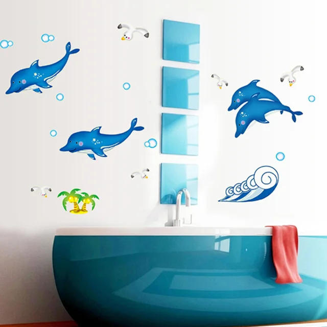 luminous fluorescent stickers diy blue dolphins ocean series with