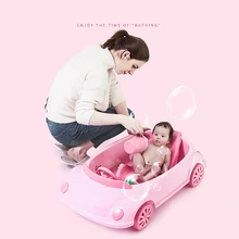 Модная мультипликационная форма автомобиля Детская ванна для новорожденных ванна детская подставка большой размер складная душевая кабина Ванна аксессуары для ванной комнаты