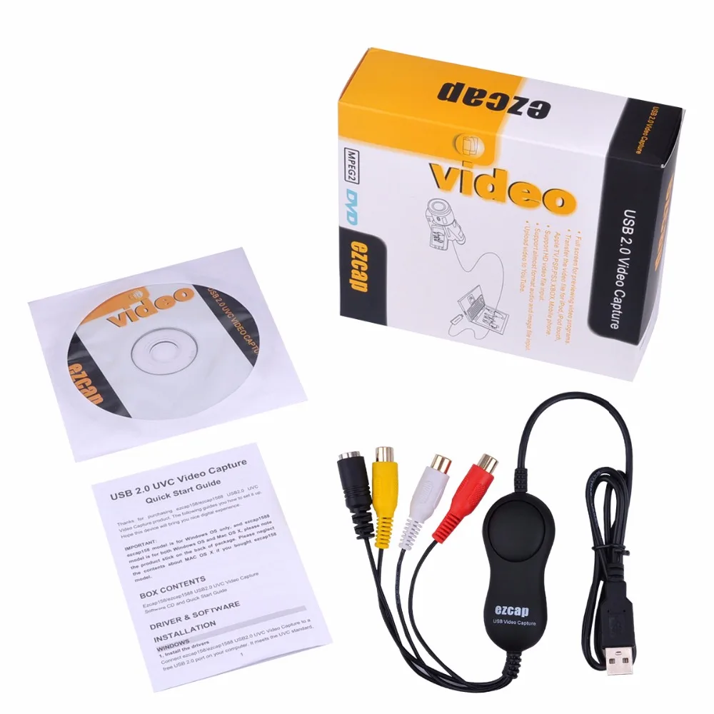 Ezcap158 USB 2 0 UVC аудио-и видеозахват аналоговая видеозапись для XBOX PS3 VHS старая камера