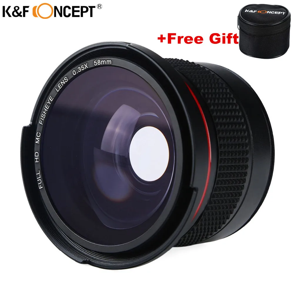 К & F CONCEPT 58ММ FHD 0.35x Рыбий Макро широкоугольной объектив камеры с многослойными