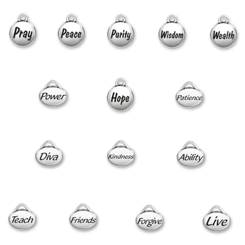 

my shape 30pcs/lot Sliver Plated Charms For Jewelry Making Fit DIY Bracelet Necklace Key Chain Engraved Message Charms