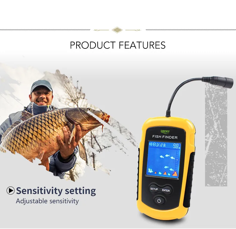 Lucky Fish Finders FFC1108-1 Alarm 100M Portable Sonar LCD Fishing Lure Bait Echo Sounder Carp Fishing Finder4