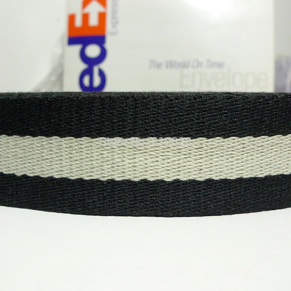 

1.5'' Inch 38mm Black White Strip Pattern Polyester Cotton Webbing For Handbag Handle Straps
