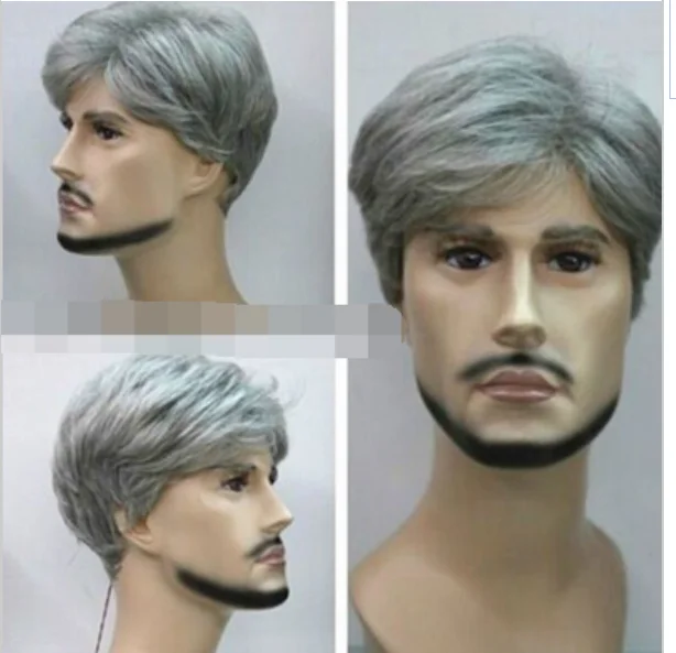 suyushun2644+++ 0002882 New Mixed color Gray Short Men's FULL WIG |