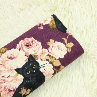 Половина ярда импорт утолщаются Чистый хлопок ткань с японской розой кошка печати, ручная работа DIY одеяла рот Золотая посылка мешок ткани A878 - Цвет: purple