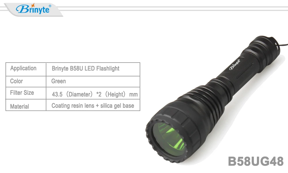Brinyte B58UR48 светодиодный рассеиватель фонарика зеленый фильтр 48 мм 49 мм фонарик объектив зеленый фильтр для фонарика зеленый диффузор