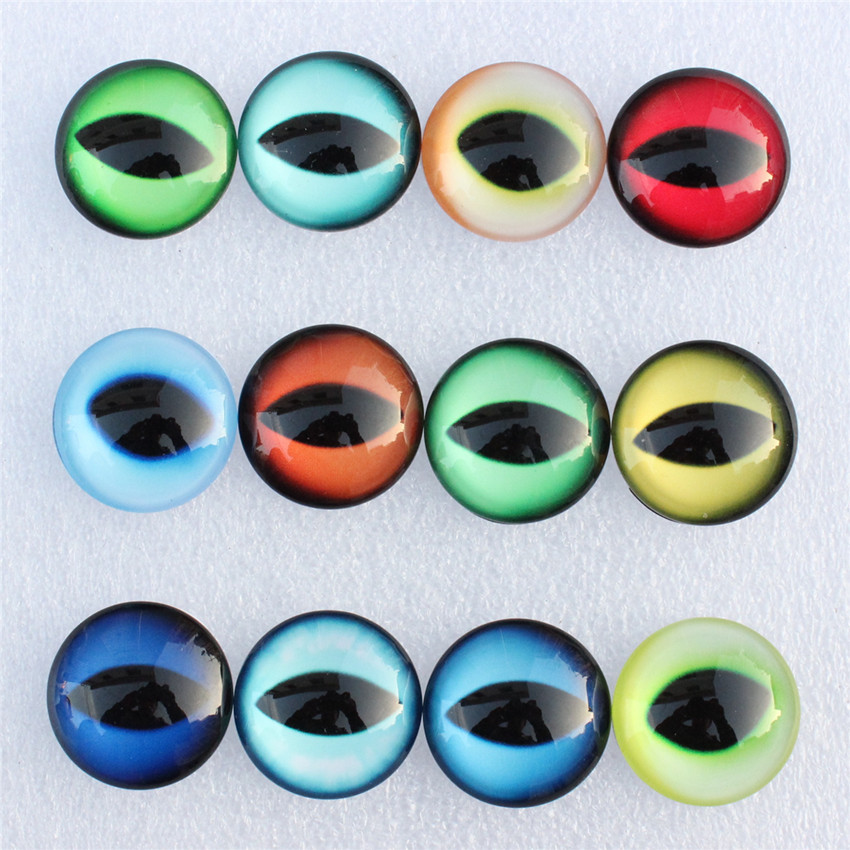 Onebeading From 6mm to 25mm Random Mixed Toys Dolls Eyes Round Glass Cabochons Flatback Photo DIY Accessories base Tray Paired