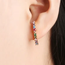 Новинка, позолоченные медные цветные секционные AAA серьги с цирконием кубической огранки, модные ювелирные изделия, свадебный подарок, женская мода