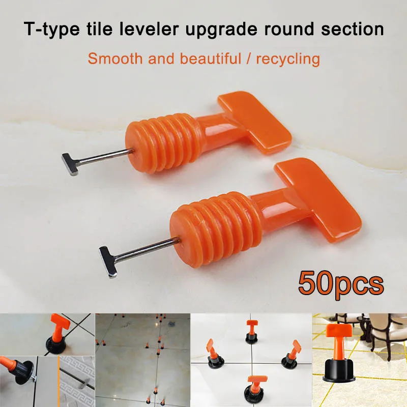 50 Pcs Flat Ceramic Floor Wall Construction Tools Reusable Tile Leveling System Kit WWO66