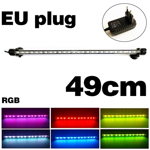 Аквариумный светодиодный светильник, водонепроницаемый освещение для аквариума, подводный аквариумный светильник, аквариумные лампы, Декор, освещение 110 В/220 В, EU power - Цвет: RGB 49cm