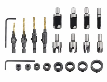 

3 Set Woodworking Tools HSS 4241 Countersink Cone Drill Bit Set +Wood Plug Cutter Cutting Tool +Instruments Bit