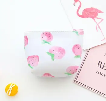 

12pcs/lot Korea Pink Strawberry Summer PU Zipper Coin Wallet Purse Storage Earphone Case Kids Birthday Gifts Party Favor