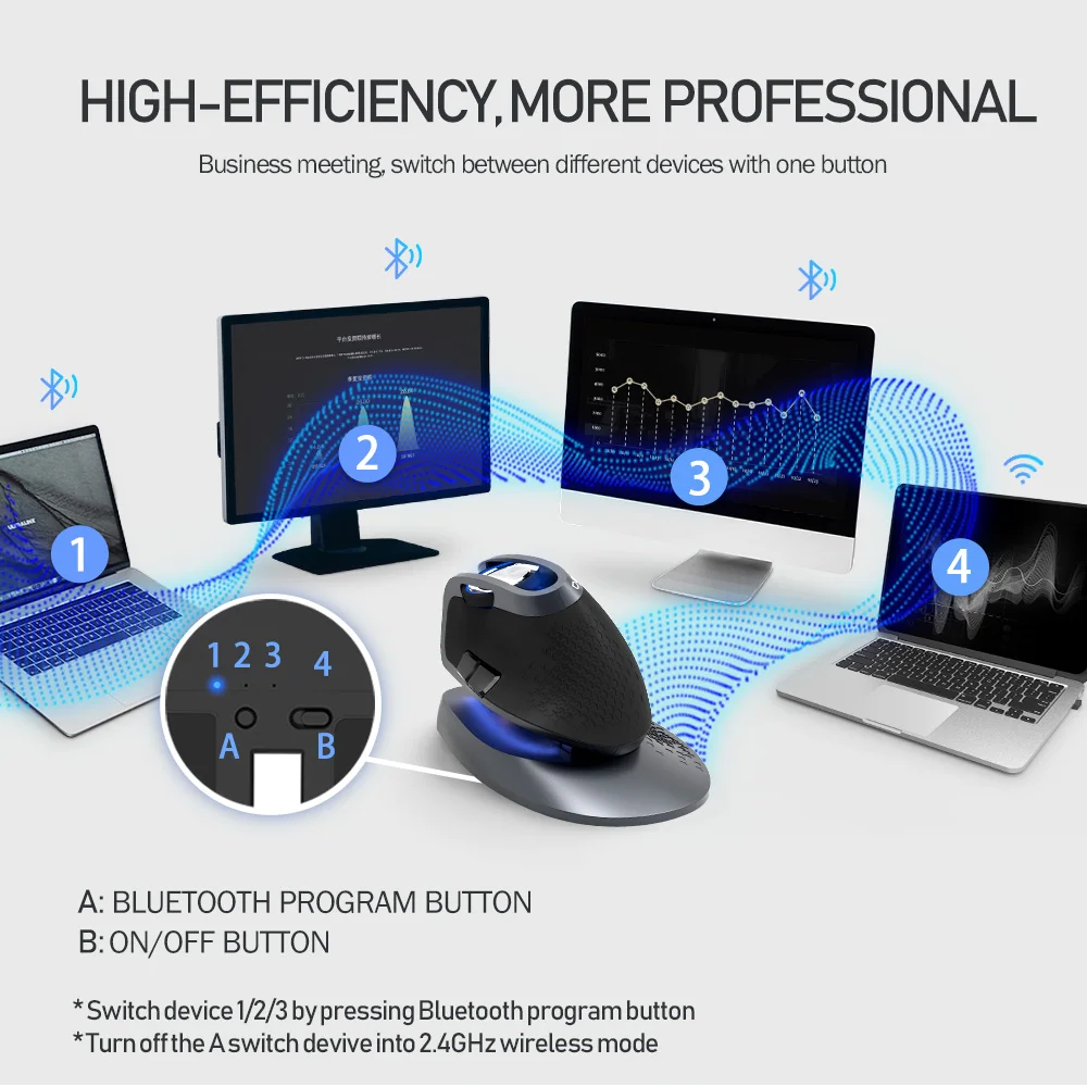 Беспроводная Вертикальная мышь Delux M618X с регулируемым углом Bluetooth 3 0 4 + 2 ГГц