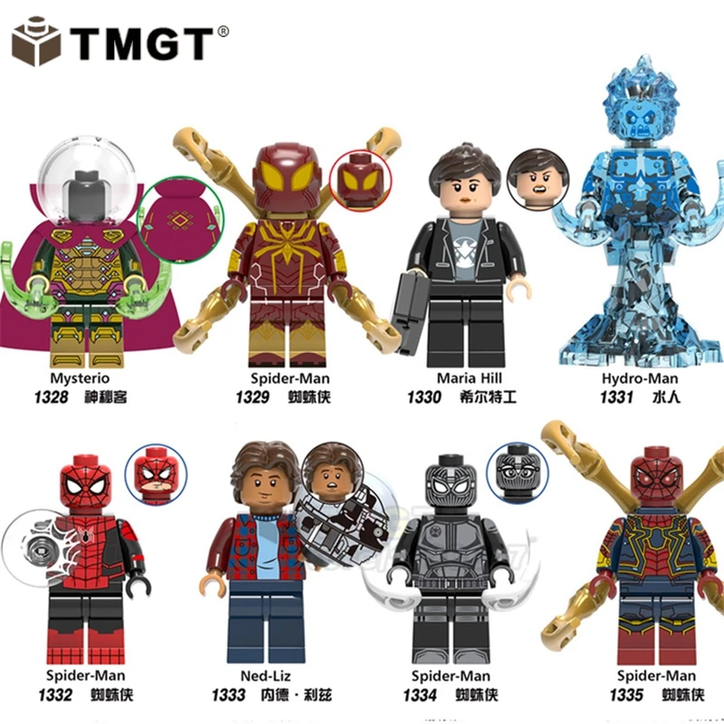 

Blocks Spider Man Far From Home Mysterio Maria Hill Ned-Liz Hydro-Man Peter Bricks Building Blocks Toys For Children