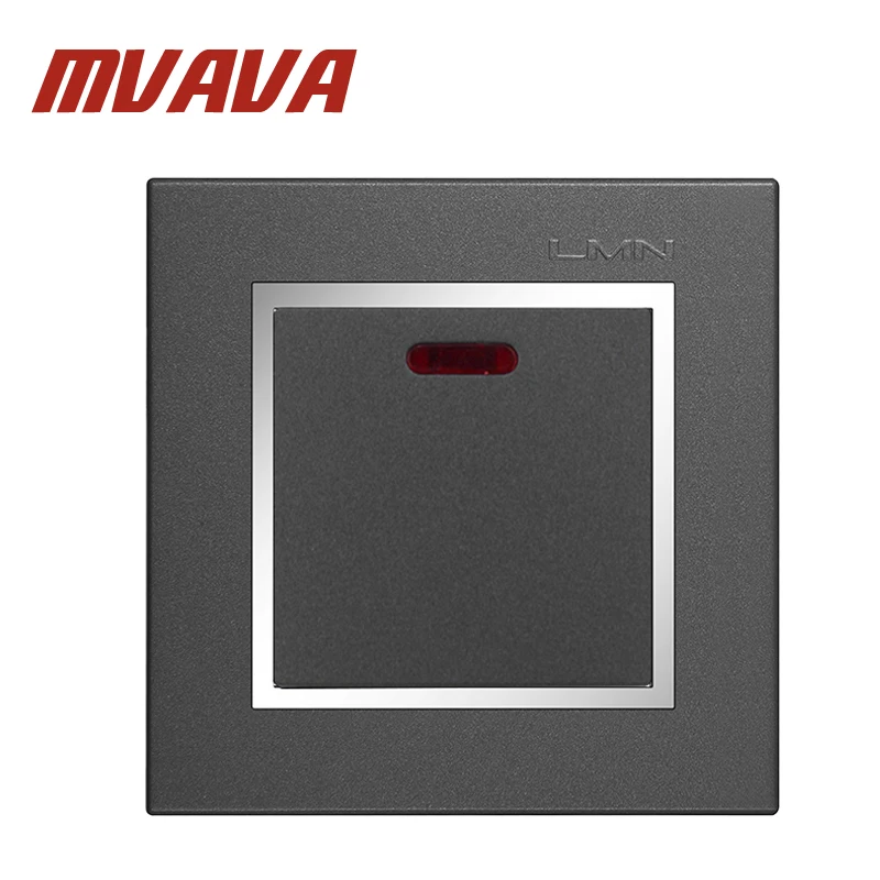 

MVAVA 1 Gang Air Conditioner Push Button Electrical Wall Switch With Neon Indicator Light 20A 110-250V Electric Switch Free Ship