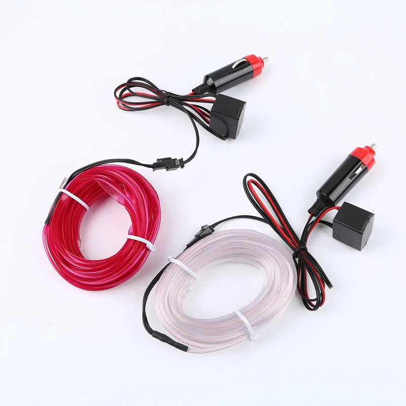 

1m/3m/5m Sewable EL Wire Tron Glow Wire Easy Sew Tag flexible led Neon Strip + 12V car inverter driver Free shipping