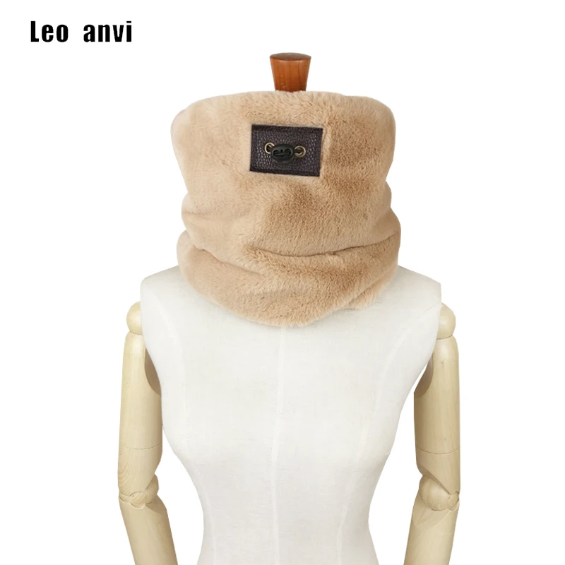 

Leo anvi luxury brand winter scarves women designer faux fur scarf ring wrap neck wear bandana Mask warm fashion tube men scarf