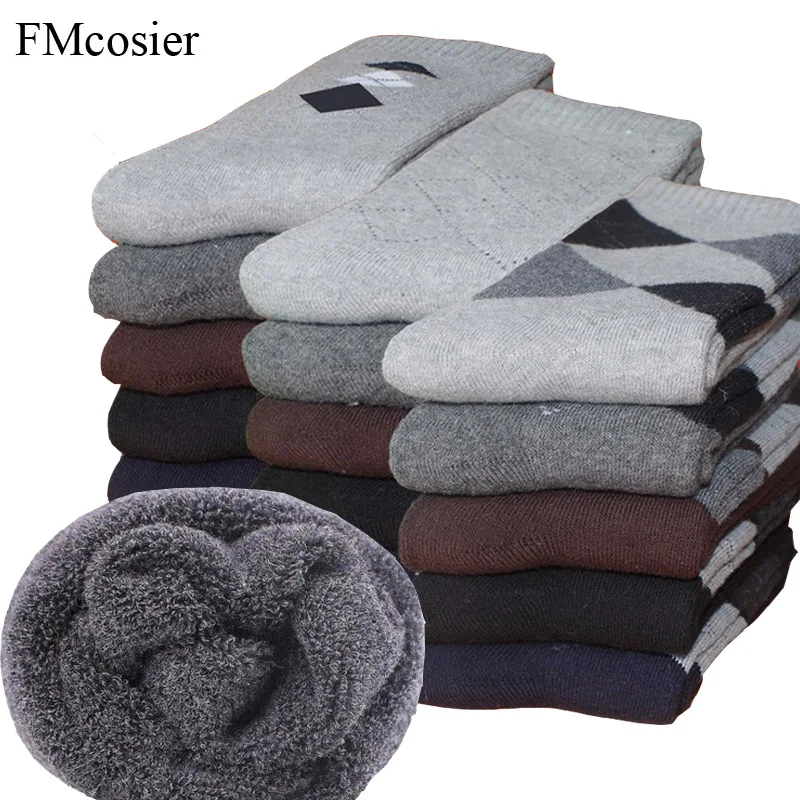 

5 Pairs Winter High Quality Cotton Solid Warm Argyle Socks Men Thermal Thicken Mens Socks Pack Male Business Dress Sokken Soks