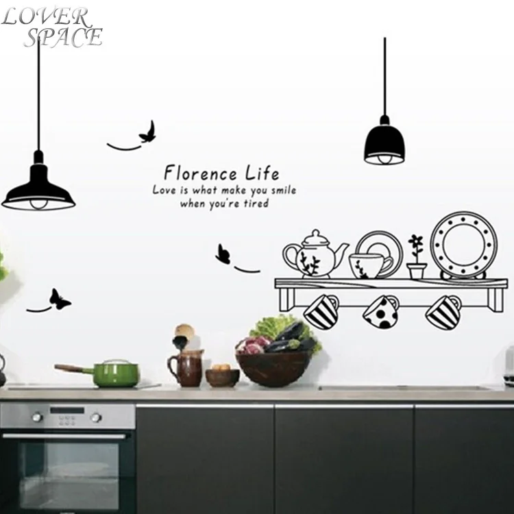 NEW Florence Life Removable Vinyl Wall Sticker Butterfly Kitchen Tea Cup Cupboard Decorative Stickers Murals 60*90cm LP9141 | Дом и сад