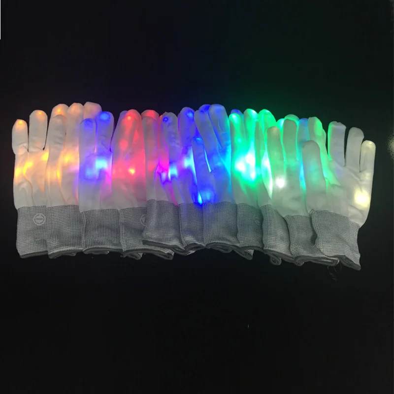 1pair flashing performance glove led rave glove light up fake bone