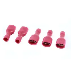 

5 Pcs Red 7mm Female Spade Width Fully Insulated Push On Speakers Crimp Terminal