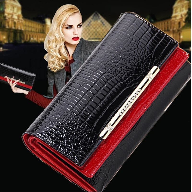 Luxury women wallets patent leather high quality designer brand wallet ...