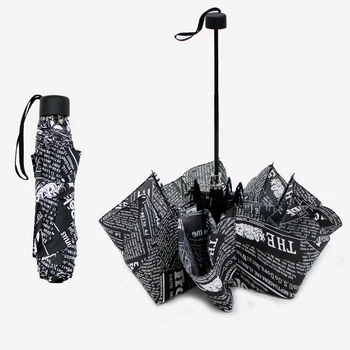 

British Style Times Newspaper Creative Personality Umbrellas For Women Men Gift Man Retro Three Folding Umbrella