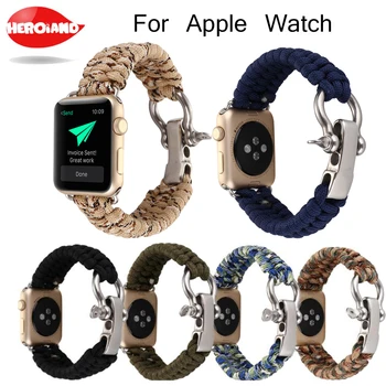 

Outdoor Sport Nylon Strap Umbrella rope woven Bolt Clasp bracelet watchband Wrist Strap for apple watch 42mm/38mm Series 1/2 3