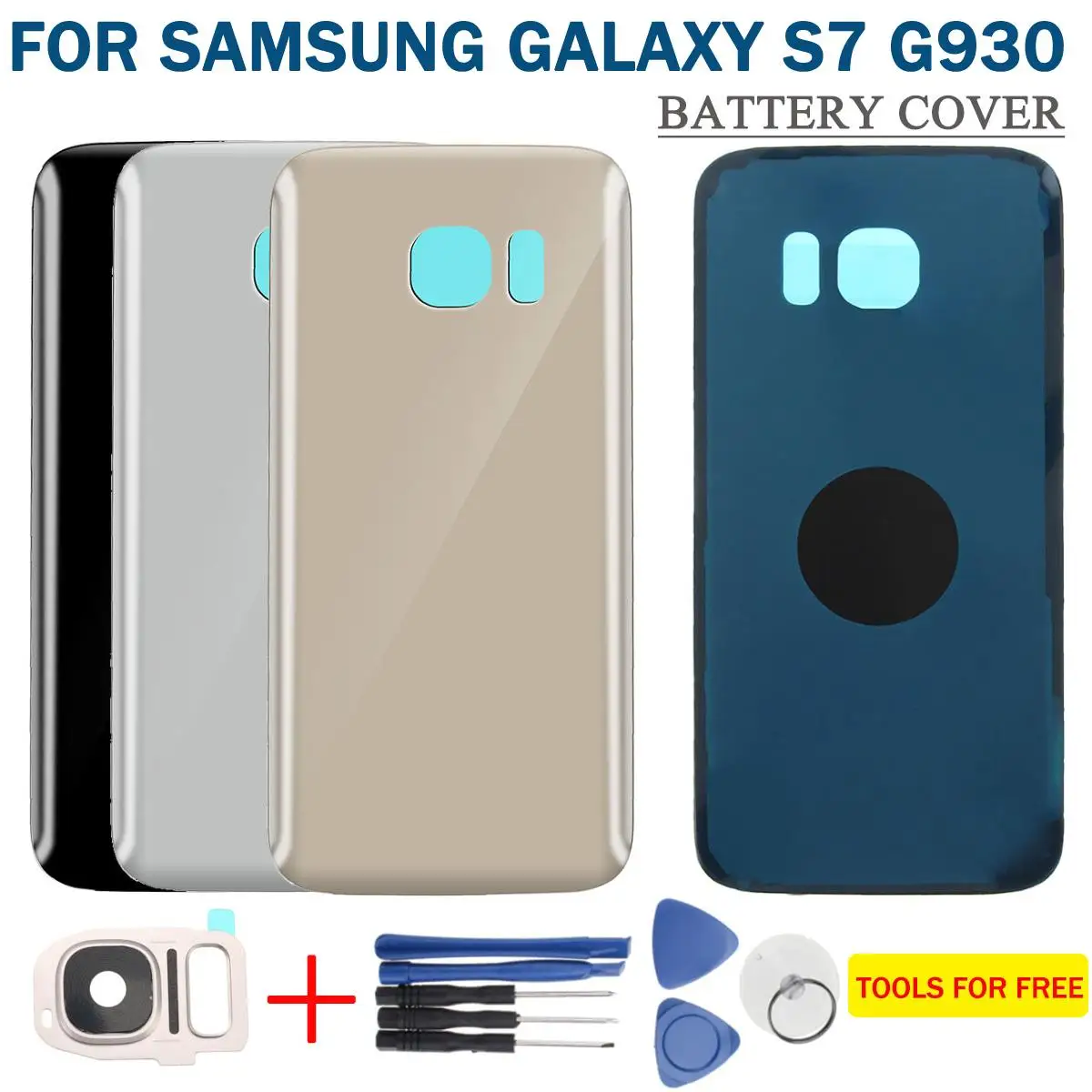 Задняя стеклянная крышка батарейного отсека для samsung для Galaxy S7 G930+ объектив задней камеры+ Бесплатные инструменты для ремонта 3 цвета
