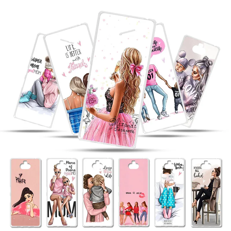 

Uppbo Phone Cases Black Brown Hair Baby Mom Girl Queen Soft TPU Case For Sony Xperia 10 Plus 6.5 inch Silicoen Cover Bumpers