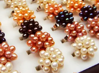 

Fashion Freshwater Pearl Ring, Beautiful Resizable/Adjustable Finger Jewelry Party Accessory Gift