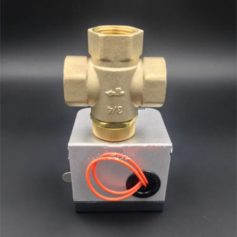 Color : Brass, Size : 3 Way DN20 LPLCUICAN Valve 220v 2 Way 3 Way Electrical Valve Wires for Solar Water Air Conditional Fan Coil Water DN15-DN25 