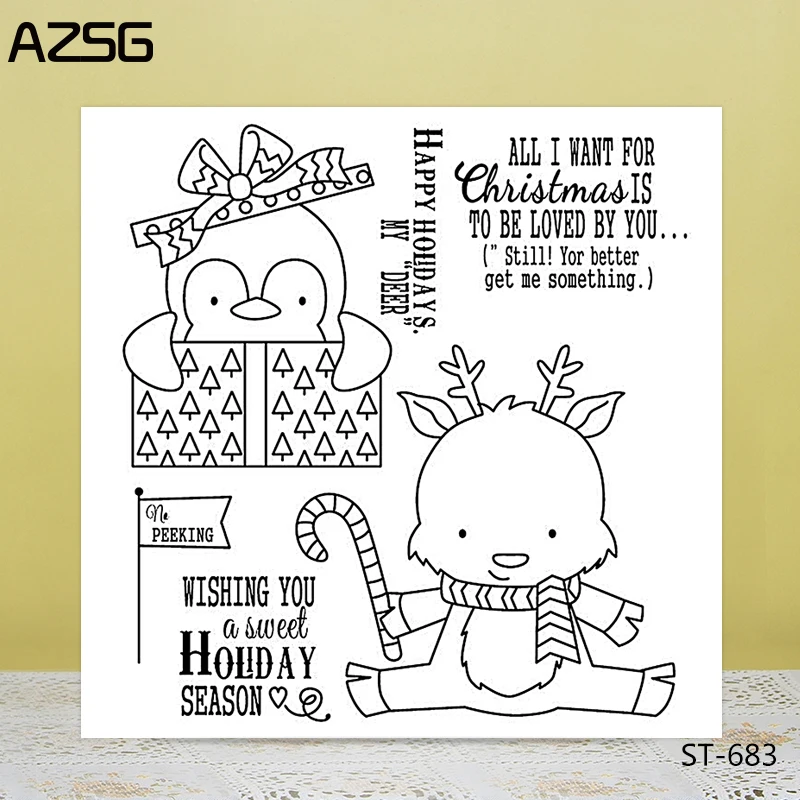 

AZSG Gift Deer Silicone Clear Stamps/Seal For DIY Scrapbooking Decorative Card Making Craft Fun Decoration Supplies