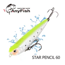 ANYFISH Star PENCIL 60 плавающая приманка для рыбалки 6 см 3,4 г с 2 рыболовными крючками обтекаемые искусственные жесткие приманки с 3D глазами
