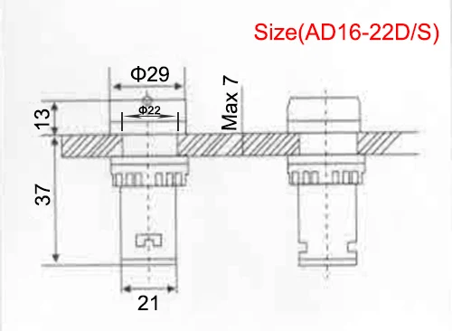 Сигнальная лампа Водонепроницаемый AD16-22DS 22 мм AC DC 12 V 24 V 110 V 220 V красные лампочки 20mA и пуговицы