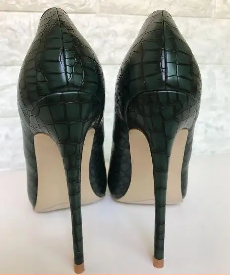 Mariage Talons Motif Pompes 10cm Haute Pointu Pierre de Mince 44 New 12cm Toe Slip Vert Hot Qualité sur Parti Foncé 8cm Taille Femmes 1Tn0aIxY