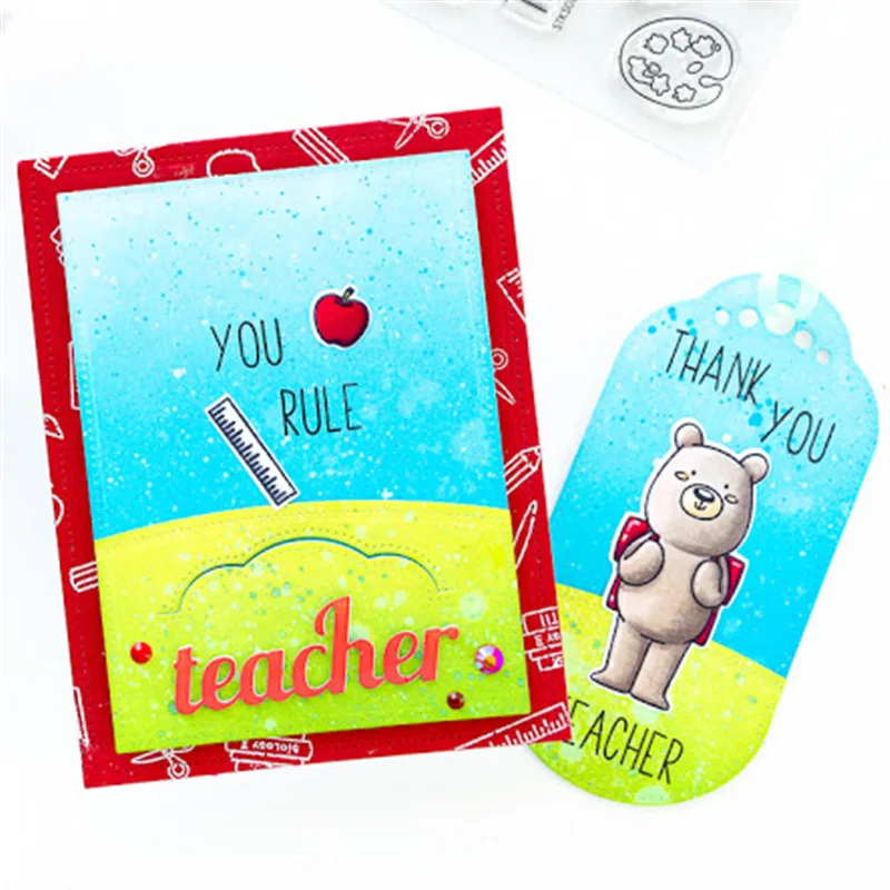 

Eastshape Word Teacher Script Metal Cutting Dies Scrapbooking Letter Stencil For DIY Album Paper Card Embossing Die Cut New 2019
