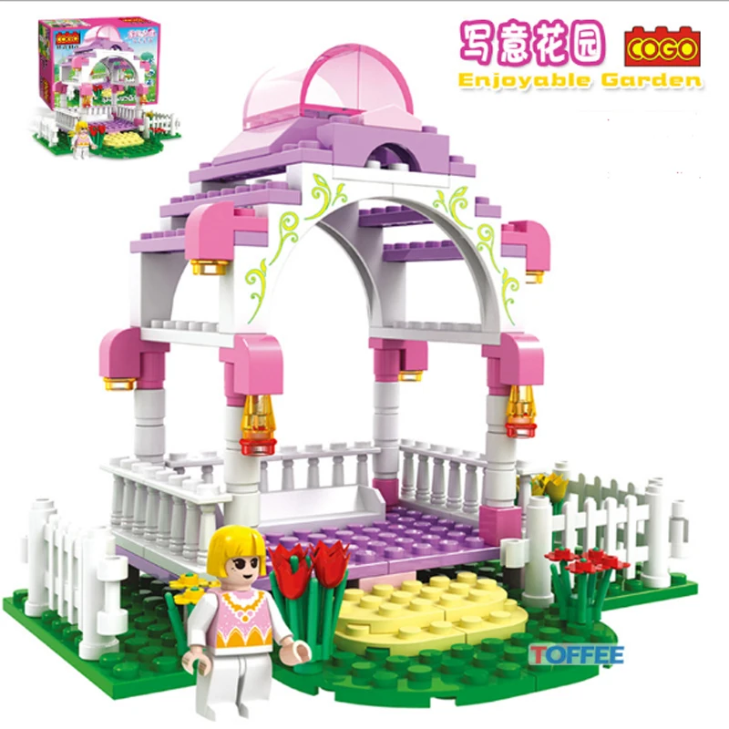 

Cogo princess castle toy princess pink building blocks girl blocks is compatible with legoings diy3-6 year old toys
